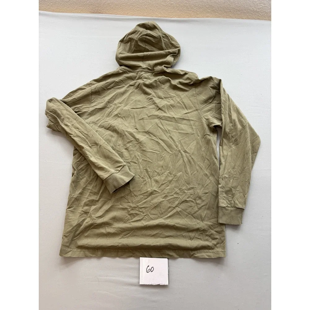 adidas Mens Essentials Hoodie Olive Green Khaki Logo Pullover Sweatshirt Size M